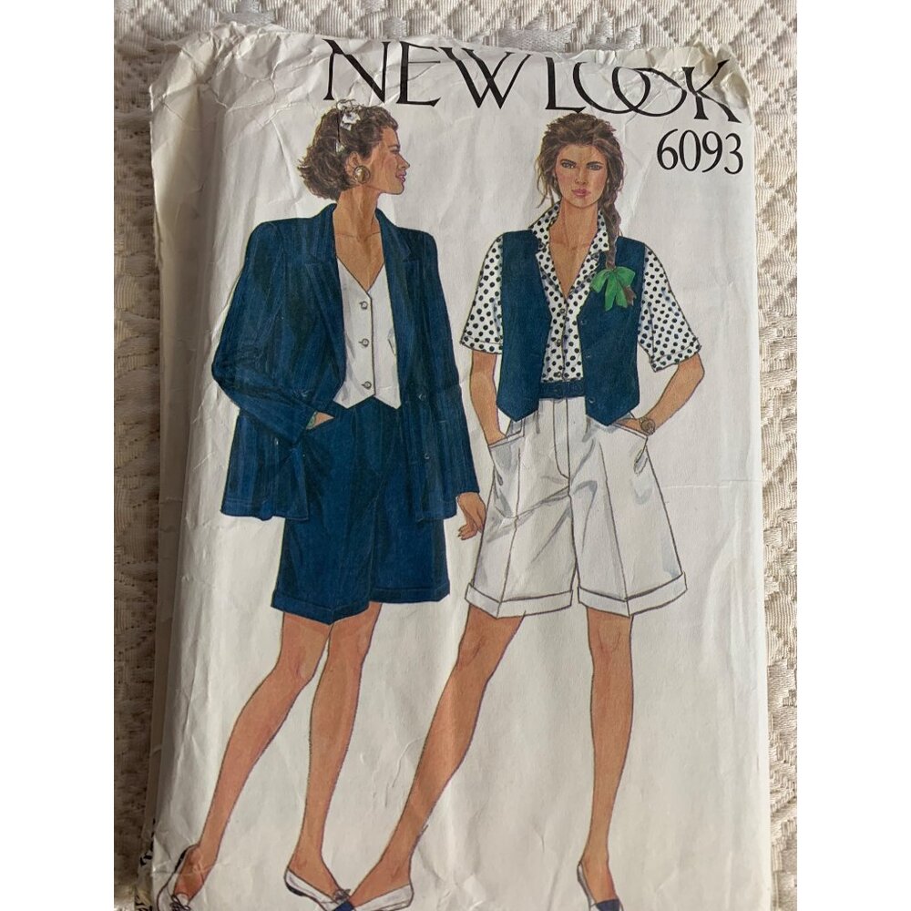 New Look Jacket Waistcoat Shorts Sewing Pattern 6093 Size 8 10 12 14 16 18 Uncut